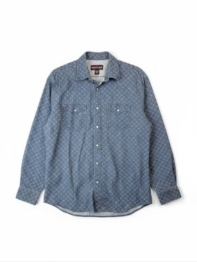 Pintlar Western Shirt Mens XXL Blue Geometric Snap Button Long Sleeve